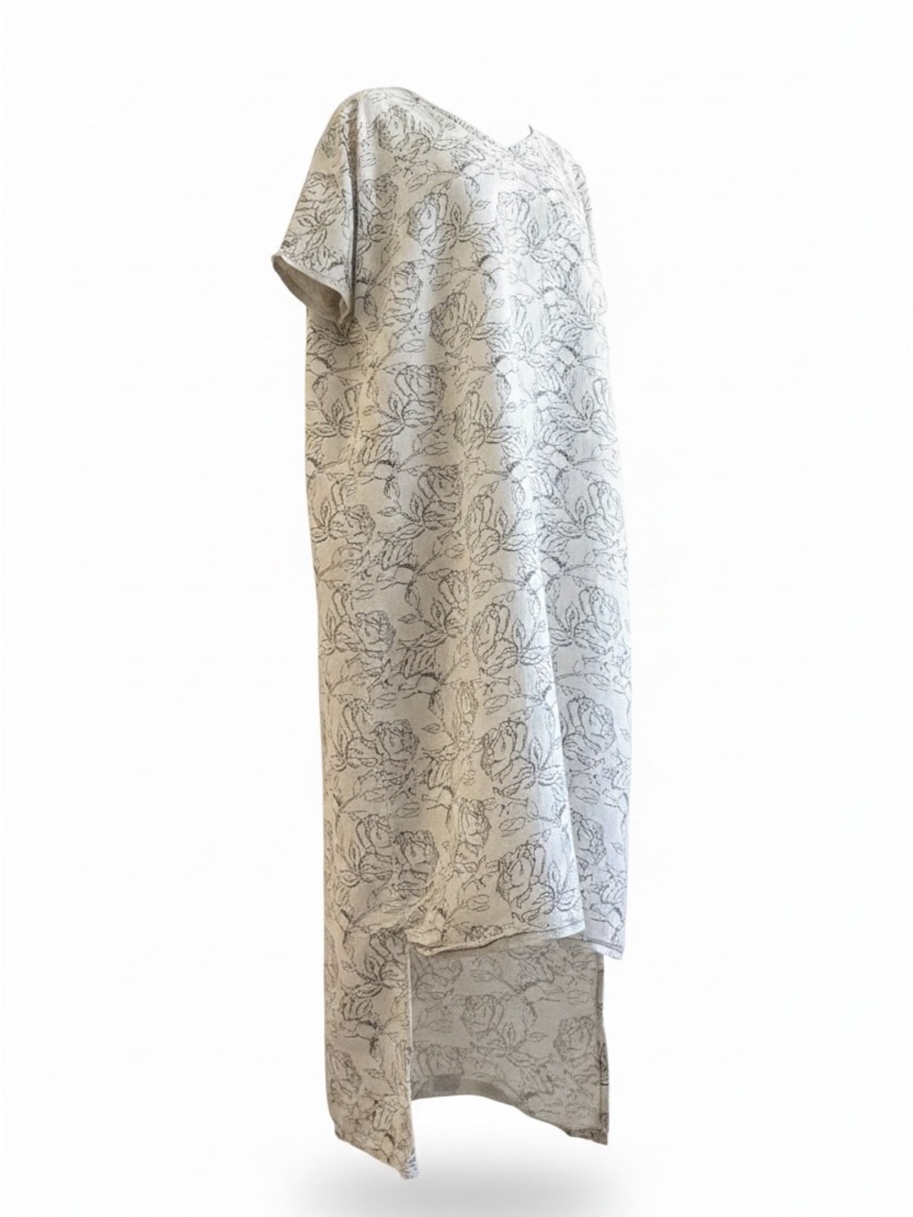 Lagenlook Handmade Linen Dress Cottagecore Oversized Floral Hi-Low Maxi 📐L-XL
